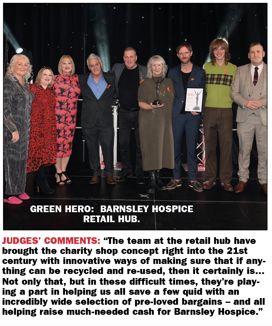 Proud of Barnsley Awards 2023:Green Hero winner Barnsley Hospice Retail Hub